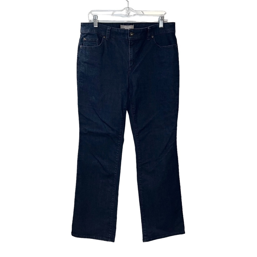 Chico's Woman’s Size 1 (8) Dark Wash Straight Leg Denim Jeans
